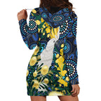 Australia Golden Wattle Hoodie Dress Aussie Cockatoo Aboriginal Art