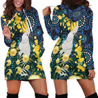 Australia Golden Wattle Hoodie Dress Aussie Cockatoo Aboriginal Art