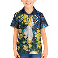 Australia Golden Wattle Kid Hawaiian Shirt Aussie Cockatoo Aboriginal Art