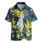 Australia Golden Wattle Kid Hawaiian Shirt Aussie Cockatoo Aboriginal Art