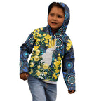 Australia Golden Wattle Kid Hoodie Aussie Cockatoo Aboriginal Art