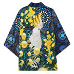 Australia Golden Wattle Kimono Aussie Cockatoo Aboriginal Art