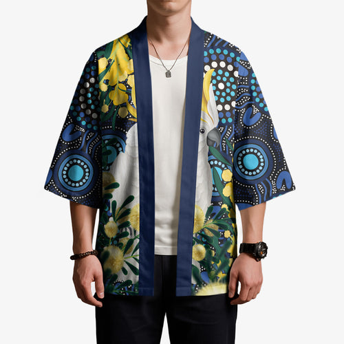 Australia Golden Wattle Kimono Aussie Cockatoo Aboriginal Art