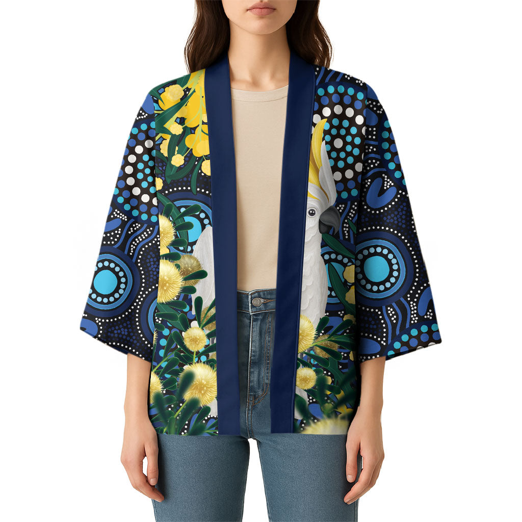 Australia Golden Wattle Kimono Aussie Cockatoo Aboriginal Art