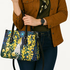 Australia Golden Wattle Leather Bag Aussie Cockatoo Aboriginal Art