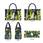 Australia Golden Wattle Leather Bag Aussie Cockatoo Aboriginal Art