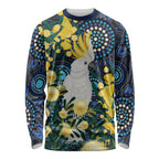 Australia Golden Wattle Long Sleeve Shirt Aussie Cockatoo Aboriginal Art