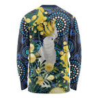 Australia Golden Wattle Long Sleeve Shirt Aussie Cockatoo Aboriginal Art