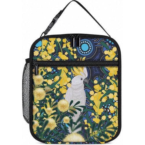 Australia Golden Wattle Lunch Bag Aussie Cockatoo Aboriginal Art