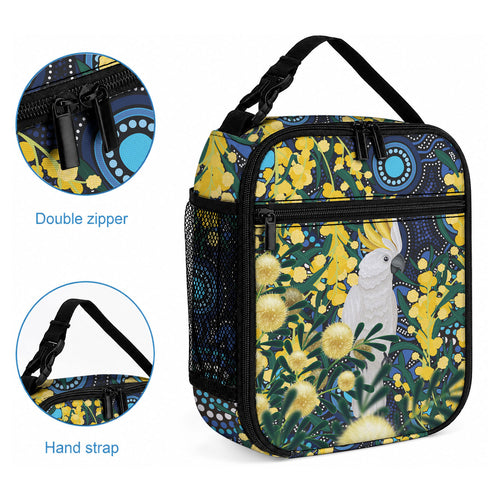 Australia Golden Wattle Lunch Bag Aussie Cockatoo Aboriginal Art