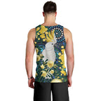 Australia Golden Wattle Men Tank Top Aussie Cockatoo Aboriginal Art