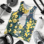 Australia Golden Wattle Men Tank Top Aussie Cockatoo Aboriginal Art