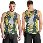 Australia Golden Wattle Men Tank Top Aussie Cockatoo Aboriginal Art