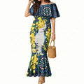 Australia Golden Wattle Mermaid Dress Aussie Cockatoo Aboriginal Art