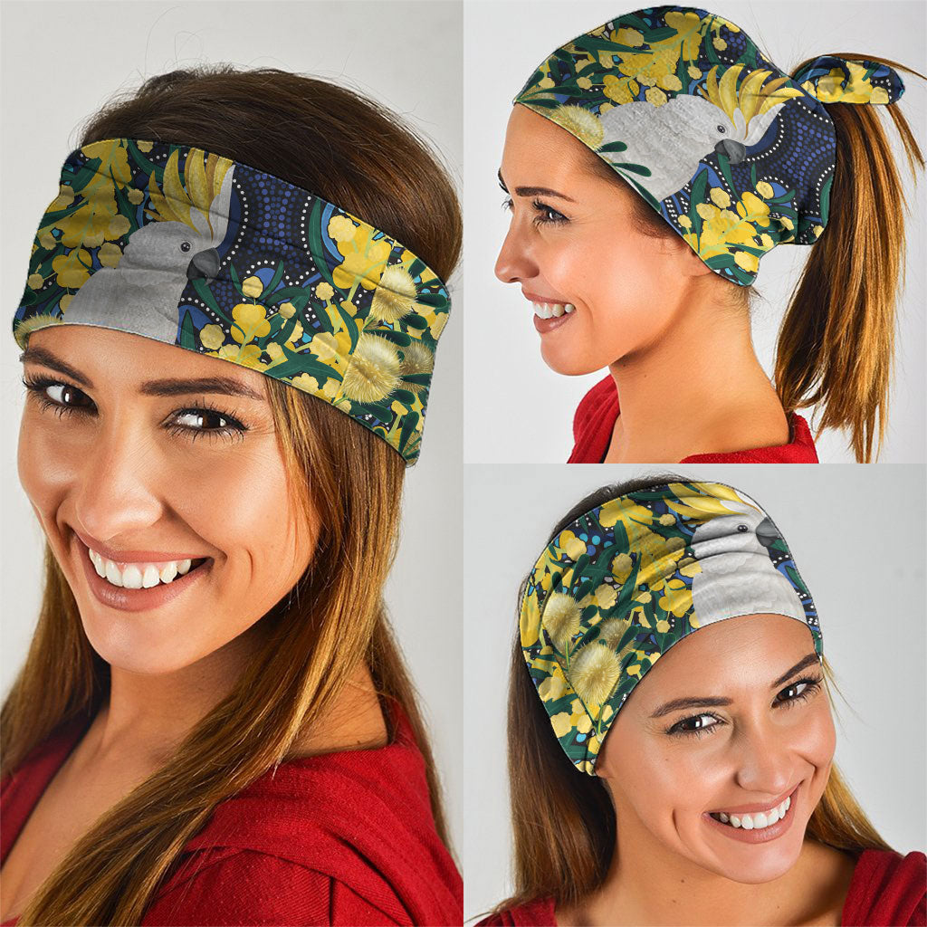 Australia Golden Wattle Neck Gaiter Aussie Cockatoo Aboriginal Art