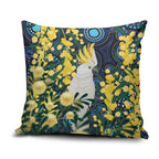 Australia Golden Wattle Pillow Cover Aussie Cockatoo Aboriginal Art