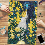 Australia Golden Wattle Puzzle Aussie Cockatoo Aboriginal Art
