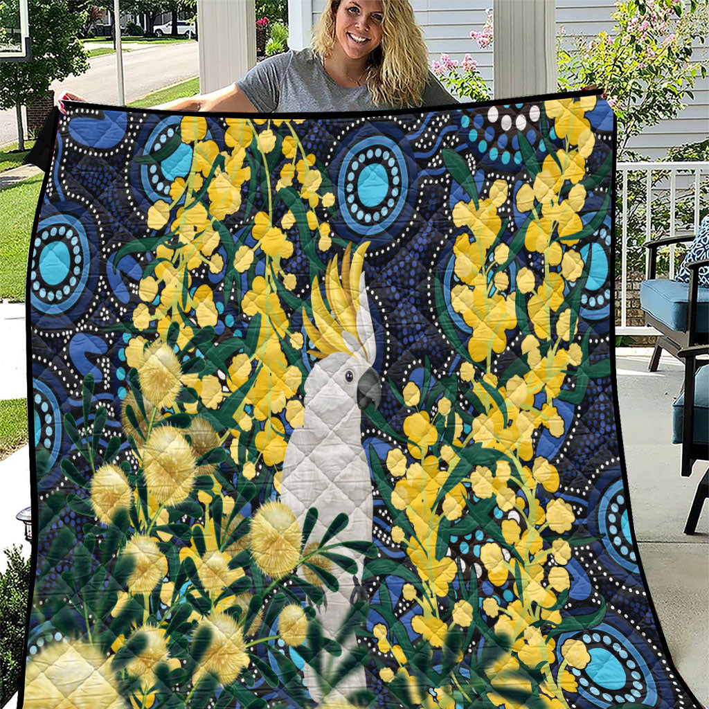 Australia Golden Wattle Quilt Aussie Cockatoo Aboriginal Art