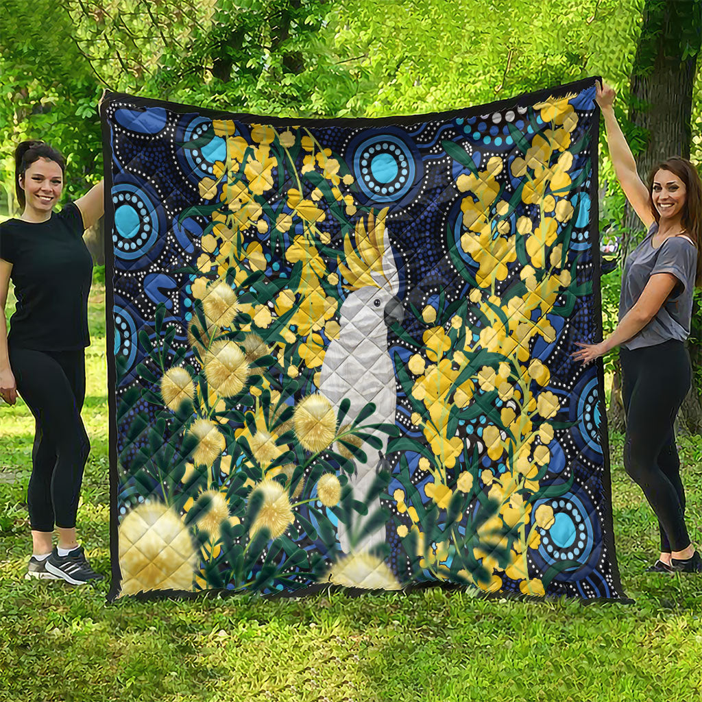 Australia Golden Wattle Quilt Aussie Cockatoo Aboriginal Art
