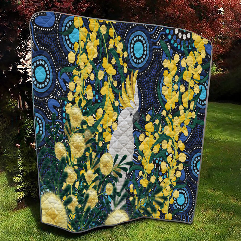 Australia Golden Wattle Quilt Aussie Cockatoo Aboriginal Art