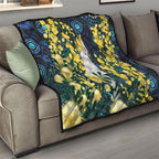Australia Golden Wattle Quilt Aussie Cockatoo Aboriginal Art