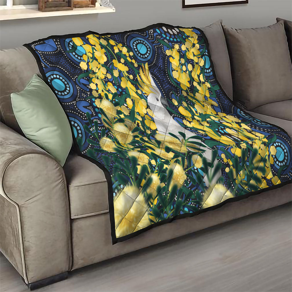 Australia Golden Wattle Quilt Aussie Cockatoo Aboriginal Art