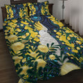 Australia Golden Wattle Quilt Bed Set Aussie Cockatoo Aboriginal Art