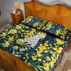 Australia Golden Wattle Quilt Bed Set Aussie Cockatoo Aboriginal Art