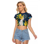 Australia Golden Wattle Raglan Cropped T Shirt Aussie Cockatoo Aboriginal Art
