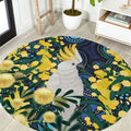Australia Golden Wattle Round Carpet Aussie Cockatoo Aboriginal Art