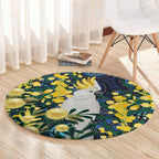 Australia Golden Wattle Round Carpet Aussie Cockatoo Aboriginal Art