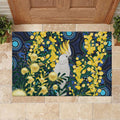Australia Golden Wattle Rubber Doormat Aussie Cockatoo Aboriginal Art