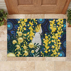 Australia Golden Wattle Rubber Doormat Aussie Cockatoo Aboriginal Art