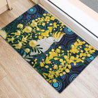 Australia Golden Wattle Rubber Doormat Aussie Cockatoo Aboriginal Art
