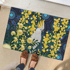 Australia Golden Wattle Rubber Doormat Aussie Cockatoo Aboriginal Art