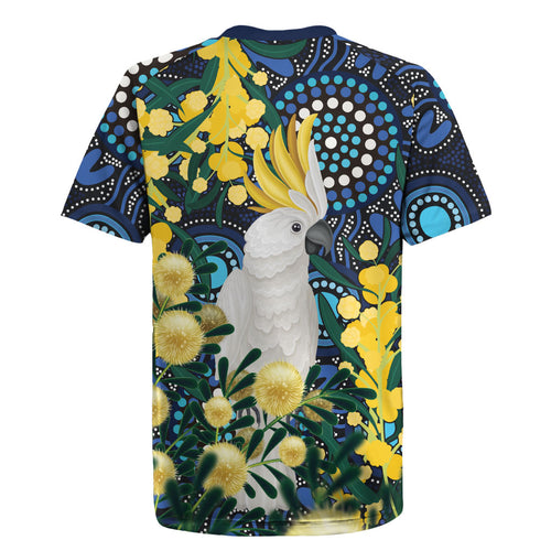 Australia Golden Wattle Rugby Jersey Aussie Cockatoo Aboriginal Art