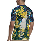 Australia Golden Wattle Rugby Jersey Aussie Cockatoo Aboriginal Art