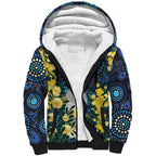 Australia Golden Wattle Sherpa Hoodie Aussie Cockatoo Aboriginal Art