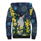 Australia Golden Wattle Sherpa Hoodie Aussie Cockatoo Aboriginal Art