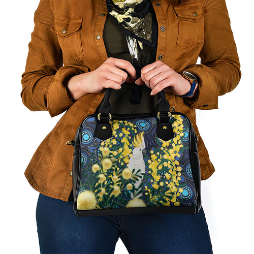 Australia Golden Wattle Shoulder Handbag Aussie Cockatoo Aboriginal Art