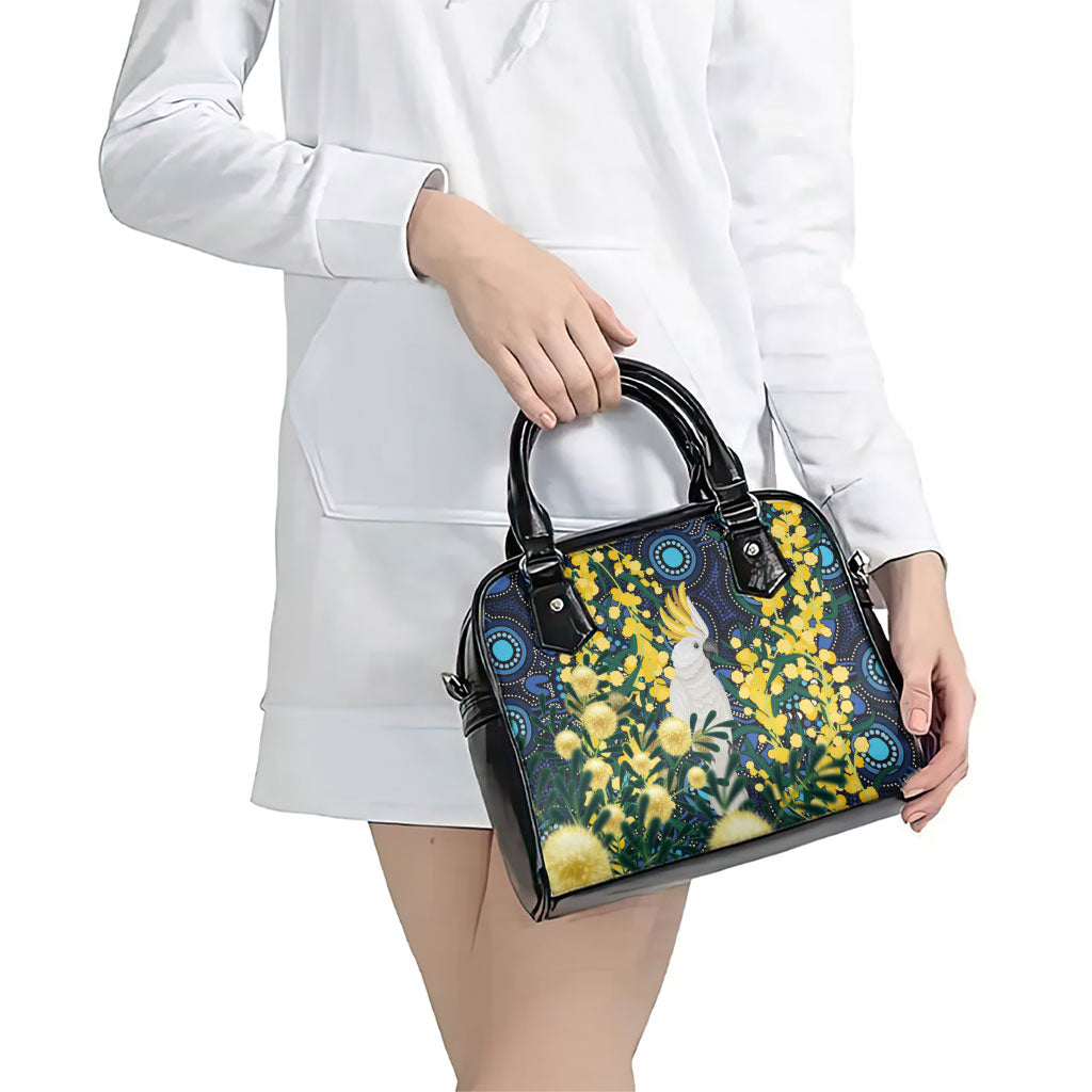 Australia Golden Wattle Shoulder Handbag Aussie Cockatoo Aboriginal Art