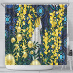 Australia Golden Wattle Shower Curtain Aussie Cockatoo Aboriginal Art
