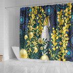 Australia Golden Wattle Shower Curtain Aussie Cockatoo Aboriginal Art