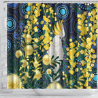 Australia Golden Wattle Shower Curtain Aussie Cockatoo Aboriginal Art