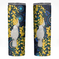 Australia Golden Wattle Skinny Tumbler Aussie Cockatoo Aboriginal Art