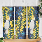 Australia Golden Wattle Skinny Tumbler Aussie Cockatoo Aboriginal Art