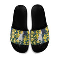 Australia Golden Wattle Slide Sandals Aussie Cockatoo Aboriginal Art