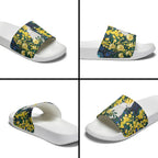 Australia Golden Wattle Slide Sandals Aussie Cockatoo Aboriginal Art