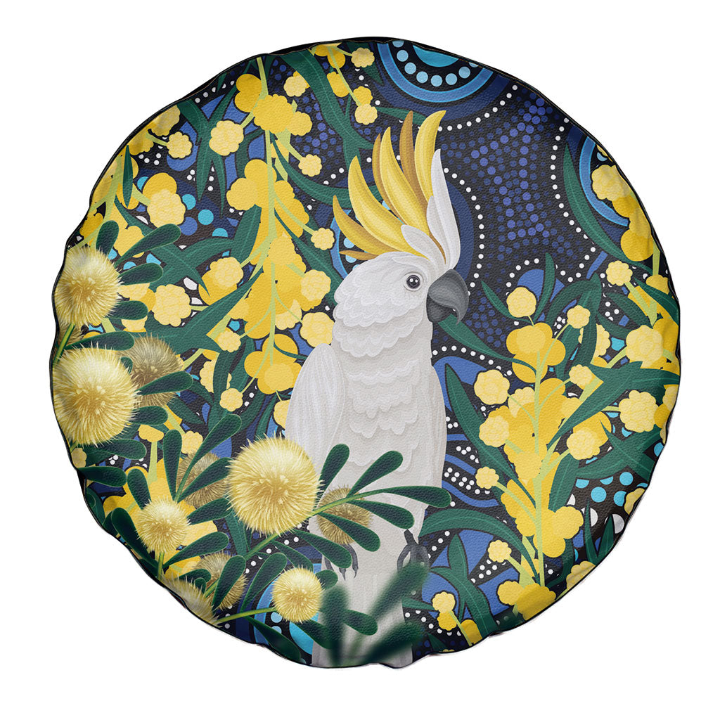 Australia Golden Wattle Spare Tire Cover Aussie Cockatoo Aboriginal Art