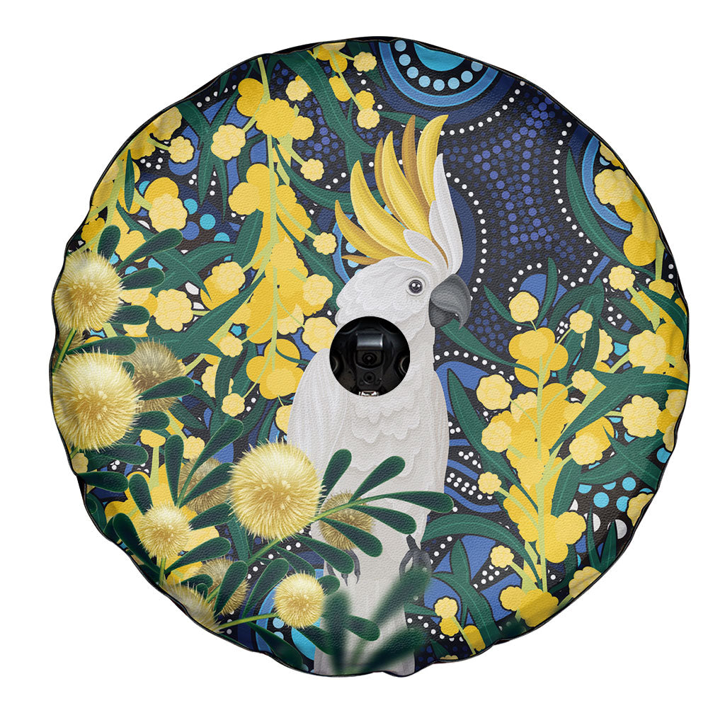 Australia Golden Wattle Spare Tire Cover Aussie Cockatoo Aboriginal Art